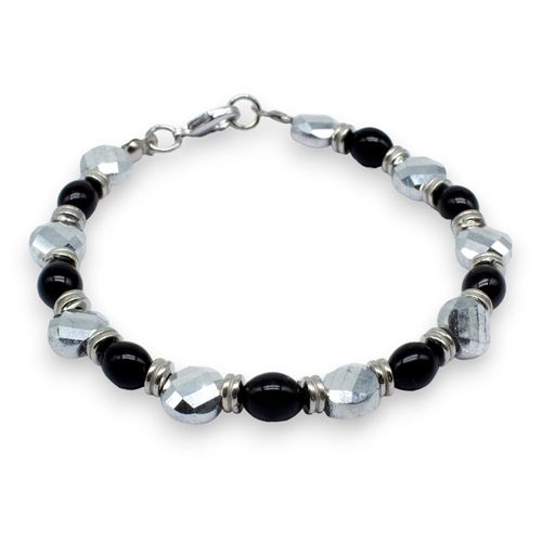 Crystal Coin Bracelet Makes 5 silver bracelet making kit — DIY set with beads and instructions for creating handmade jewelry