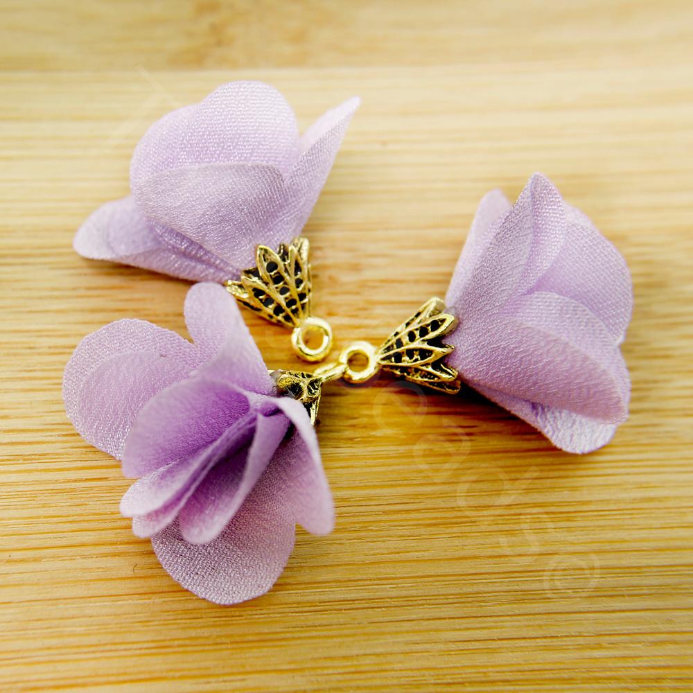 Flower Tassel - Gold Leaf Cap Lilac 5pcs
