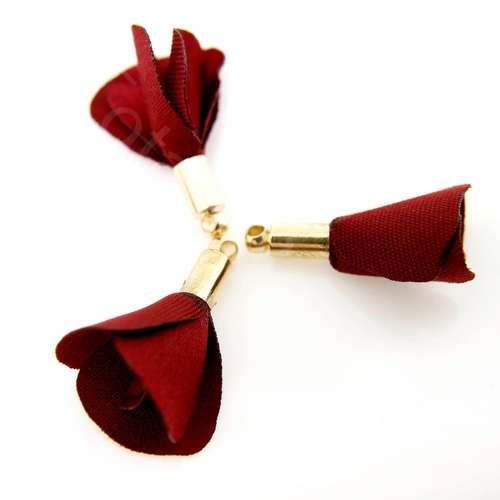Flower Tassel Rose - Gold Tone Cap Maroon 5pcs