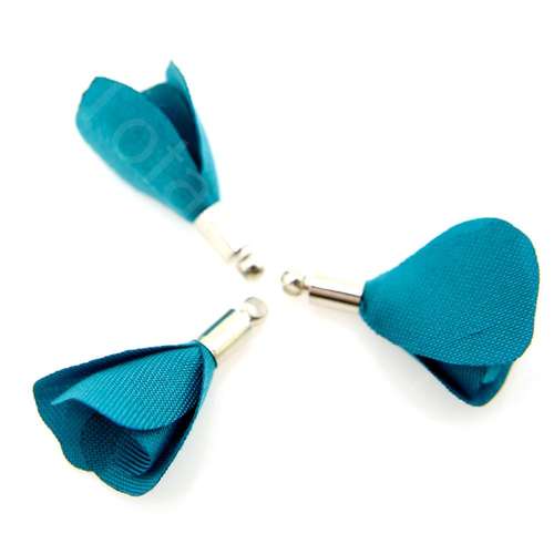 Flower Tassel Rose - Silver Tone Cap Ocean 5pcs