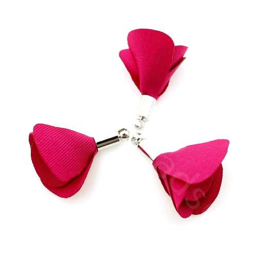 Flower Tassel Rose - Silver Tone Cap Raspberry 5pcs