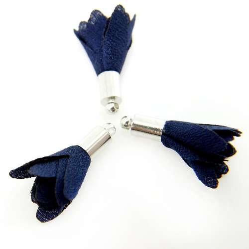 Flower Tassel Tulip - Silver Tone Cap Midnight 5pcs