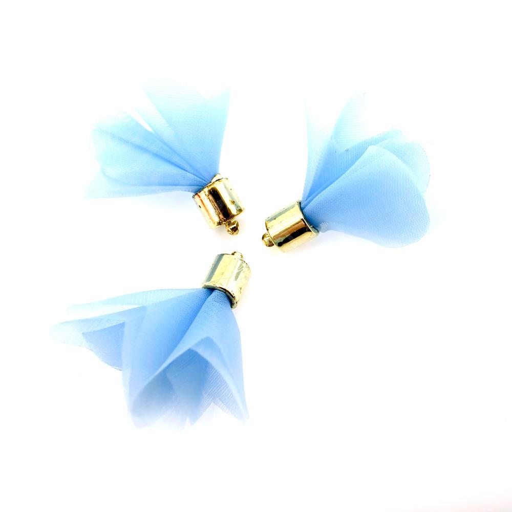 Flower Tassel Peony - Gold Tone Cap Sky 5pcs