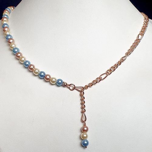 Olga Pearl Necklace Makes 3 pastel rose gold necklace making kit — DIY set with beads and instructions for creating handmade jewelry