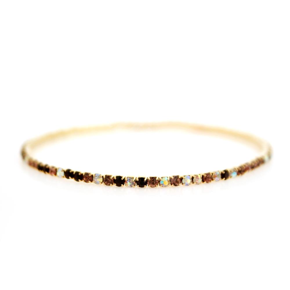 Crystal Bangle - Gold with Amethsyt combi