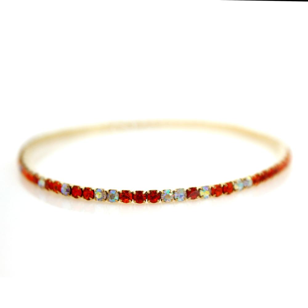 Crystal Bangle - Gold with Ruby Red combi