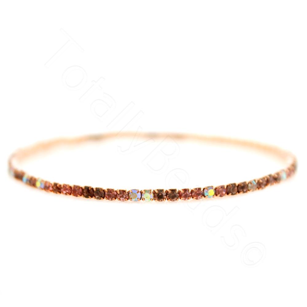 Crystal Bangle - Rose Gold with Pastel Purple combi