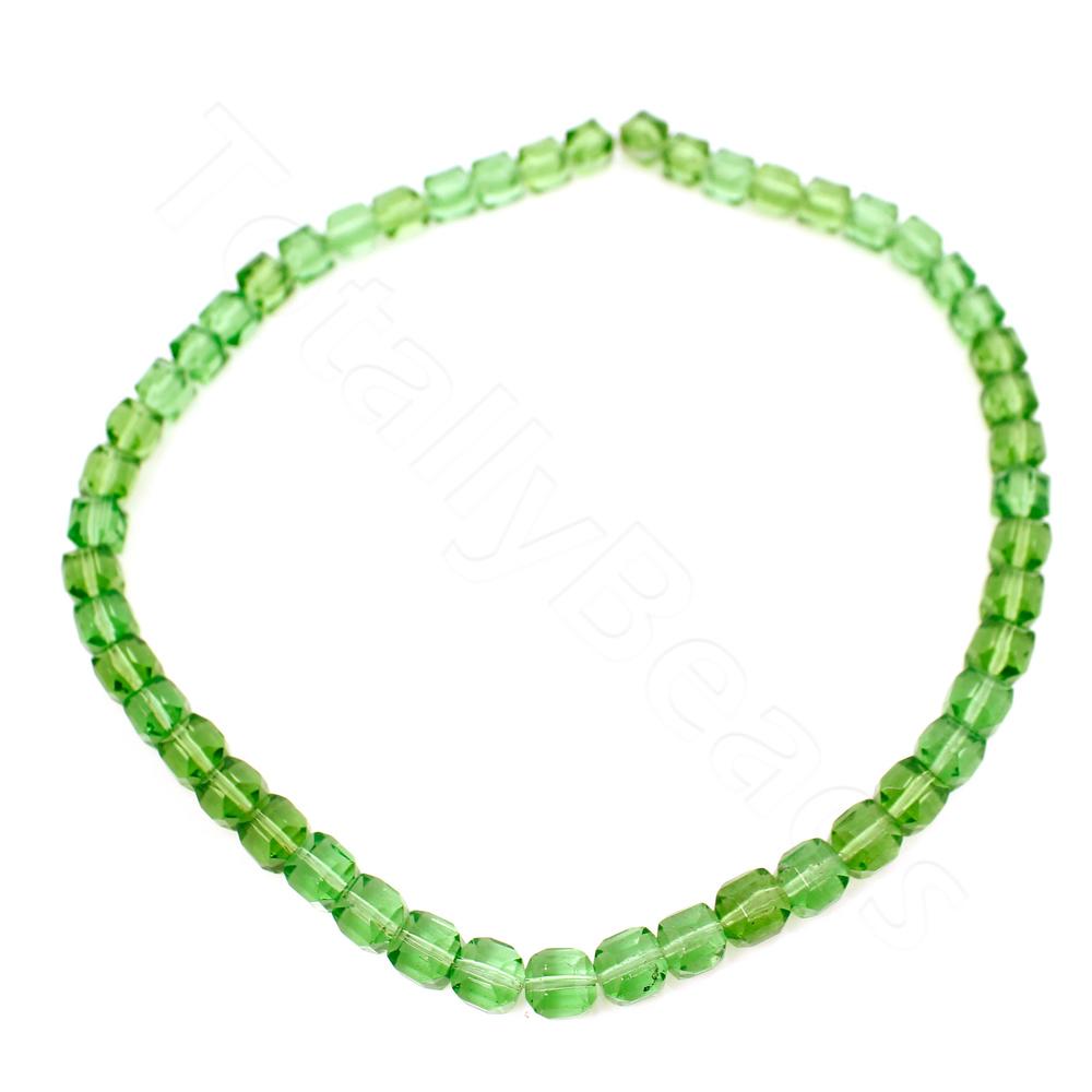 Faceted Glass Cube 8mm - Green 45pcs