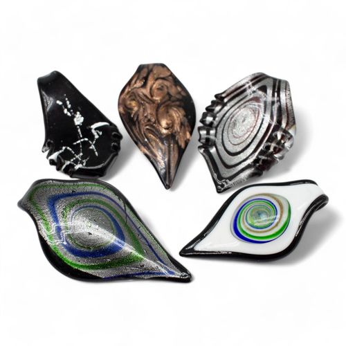 Lampwork Sheild Pendant Mix 5pcs   Black 70mm for jewellery making