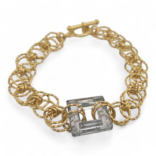 Helm Square Crystal Bracelet gold with half silver bracelet making kit — DIY set with beads and instructions for creating handmade jewelry