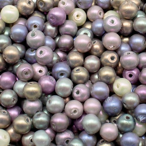 Satin Glass Pearl Round Beads 4mm   Mixed for jewellery making