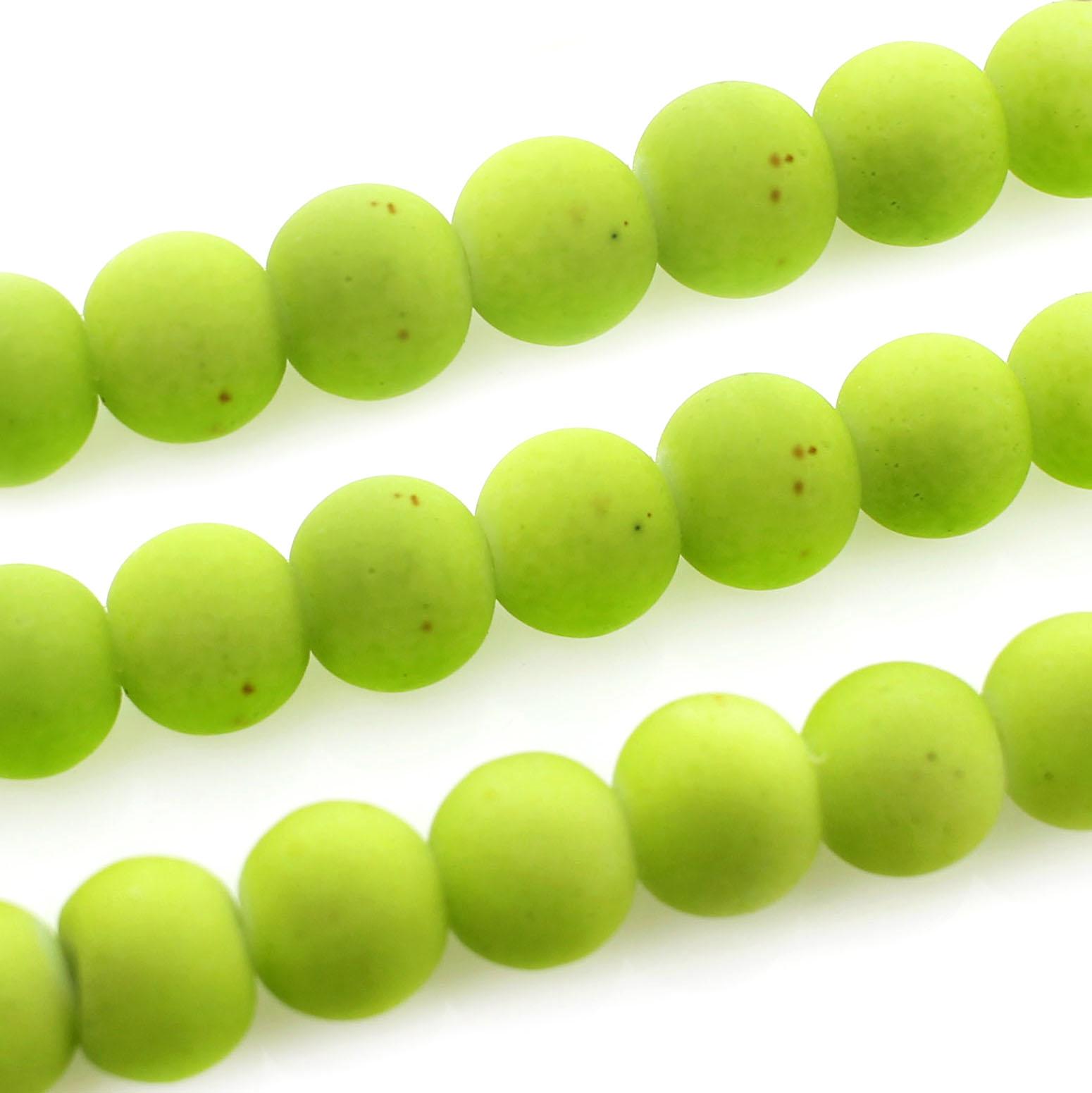 Soft Touch Glass Beads 8mm Round - Lime Green