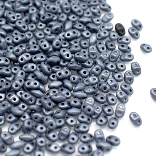 2x4mm 5g Czech glass Rulla beads matt coal — two-hole beads for jewelry making and bead weaving