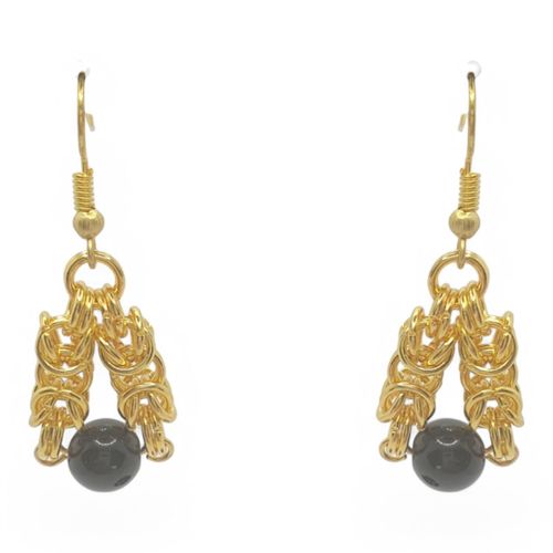 Catriona Gemstone Earrings 2 Pairs gold obsidian earring making kit — DIY set with beads and instructions for creating handmade jewelry