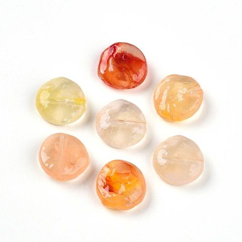 Acrylic 2 Tone Marble Beads Disc 14mm 10pcs   Sandy for jewellery making
