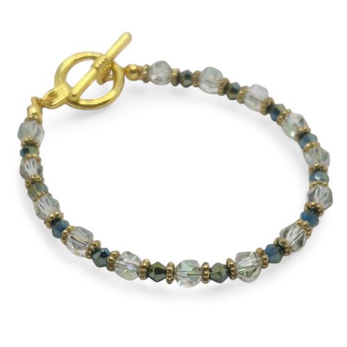 Crystal Mini Nugget Bracelets Gold Makes 3 smoke & green iris bracelet making kit — DIY set with beads and instructions for creating hand…