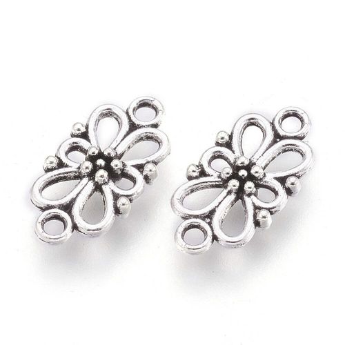 Alloy Connector Rectangle Flower 16mm 14pcs   Antique Silver for jewellery making