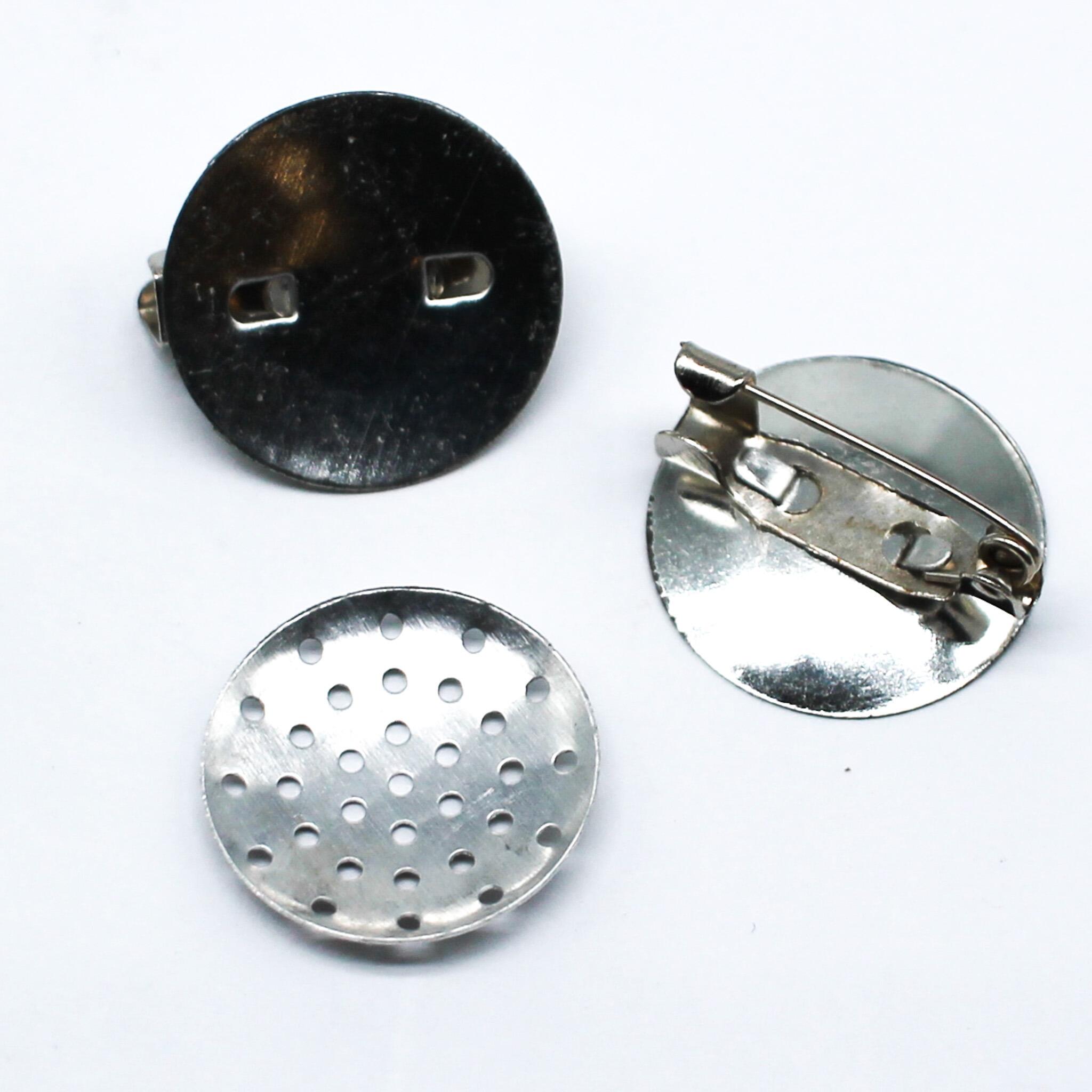 Brooch Sieve Ring 18mm 10pcs Rhodium for jewellery making