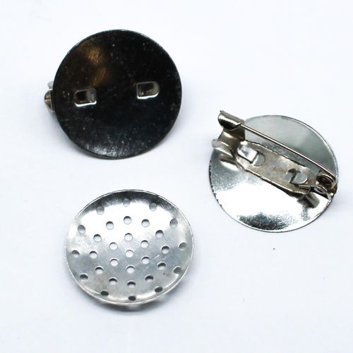 Brooch Sieve Ring 18mm 10pcs Rhodium for jewellery making