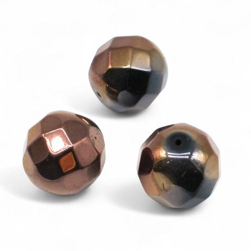 Large Facet Round Bead 22mm   Black Bronze 1pc for jewellery making