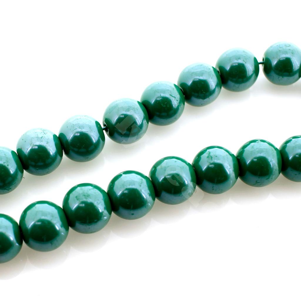 Glass Round Beads 8mm - Luster Opal Green