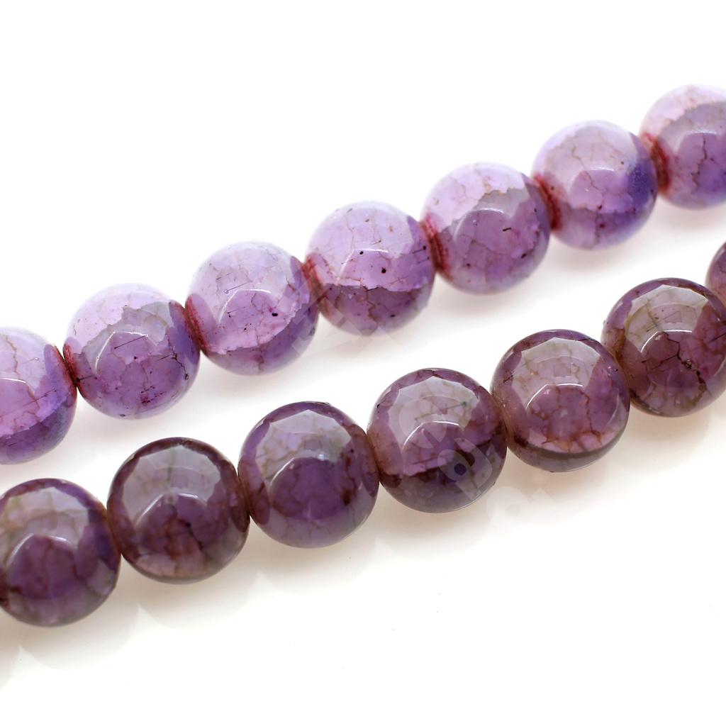 Cracked Earth Glass Beads - 10mm Mauve's