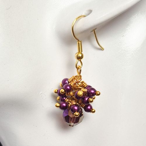 Beverley Cluster Earring 3 Pairs purple earring making kit — DIY set with beads and instructions for creating handmade jewelry