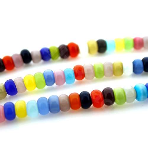 Cats Eye Beads - Rondelles 7mm - Mixed