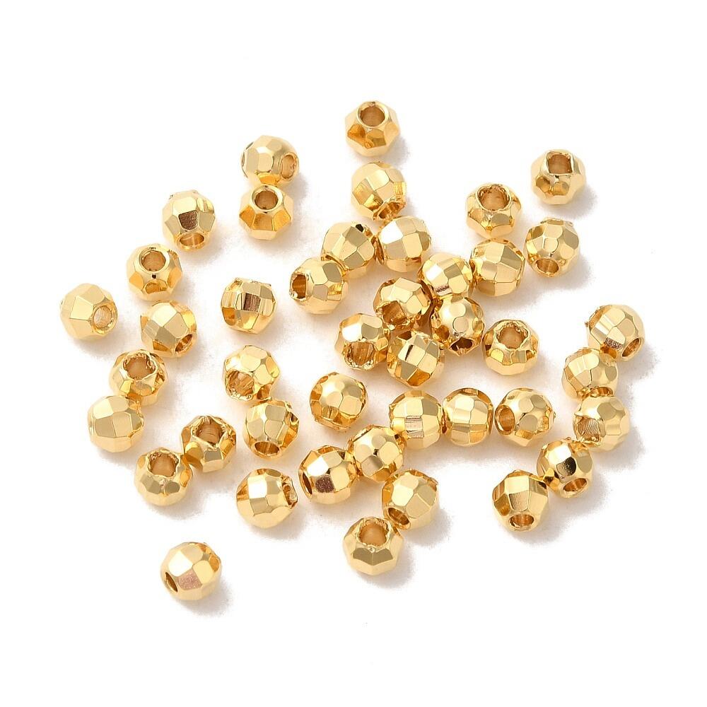 Brass Facet Round Spacers 2.5mm Gold 30pcs for jewellery making