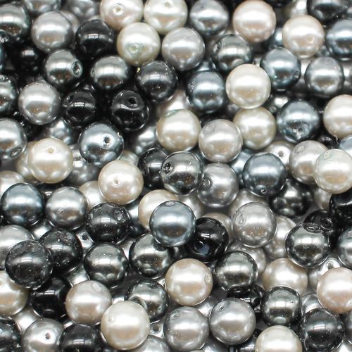 Glass Pearl Round Beads 8mm   Silver Grey Mix 100pcs for jewellery making