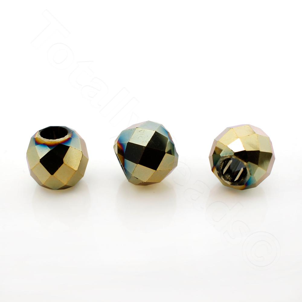 Crystal Large Hole Bead - Green Gold 13mm