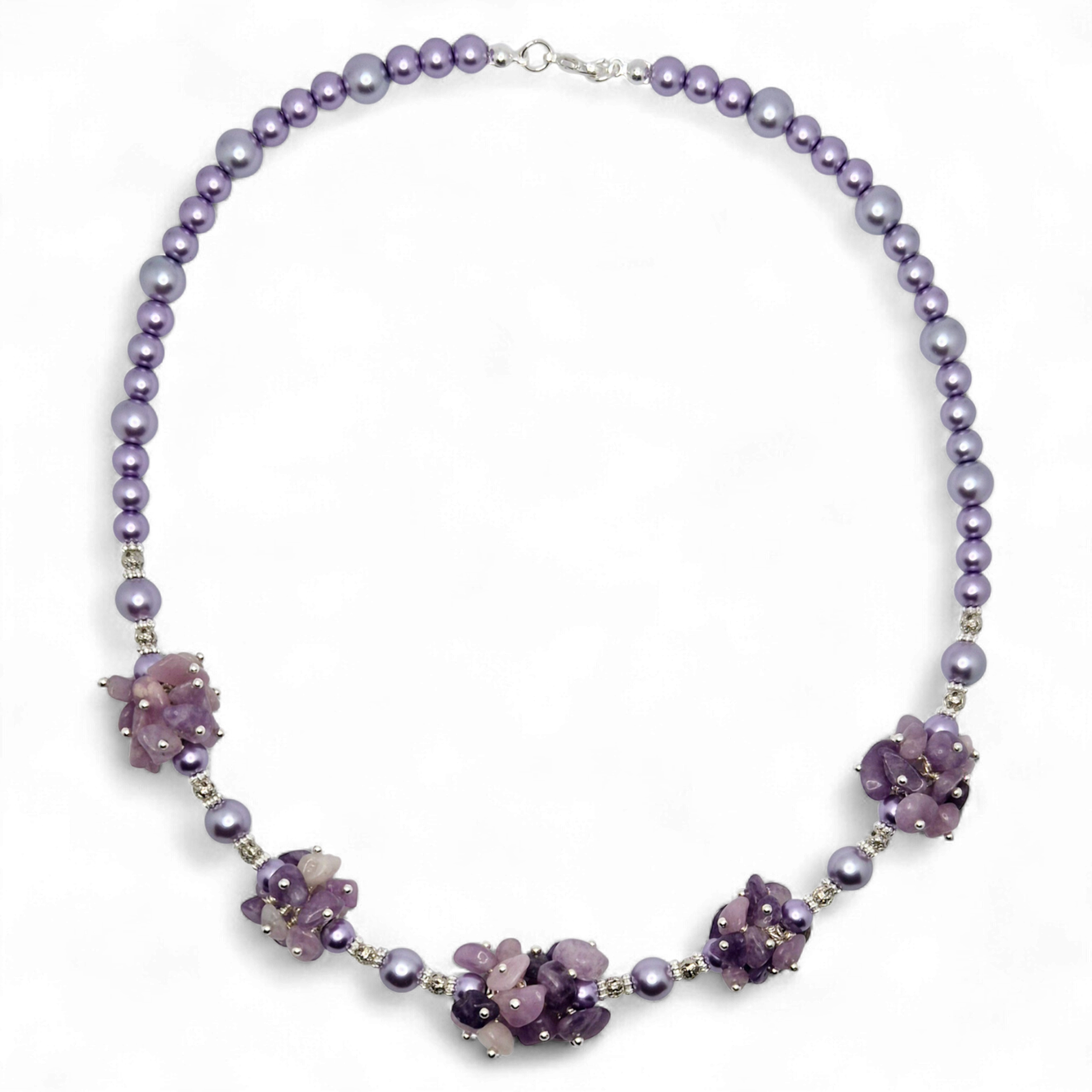 Briar Cluster Pin Necklace purple lepidolite necklace making kit — DIY set with beads and instructions for creating handmade jewelry