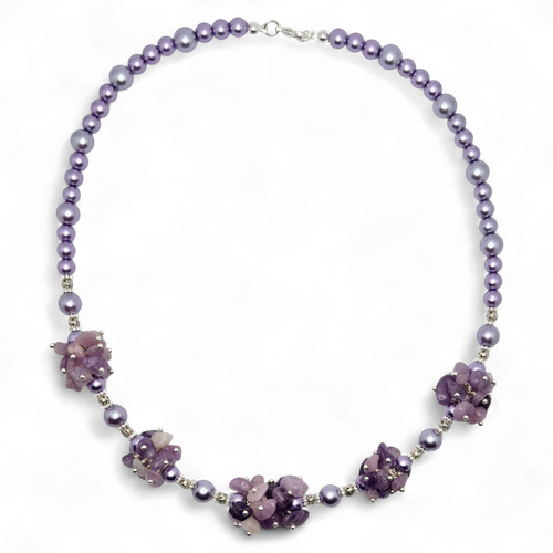 Briar Cluster Pin Necklace purple lepidolite necklace making kit — DIY set with beads and instructions for creating handmade jewelry