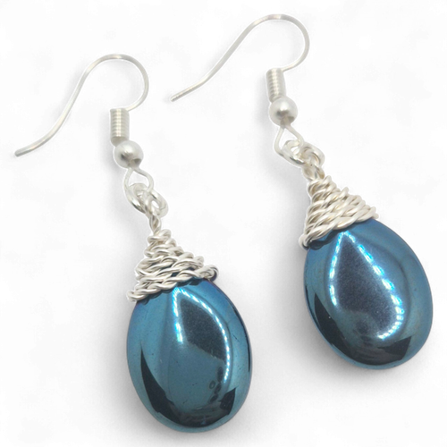 Briolette Wrap Hematite Jewellery Blue jewelry making kit — DIY set with beads and instructions for creating handmade jewelry