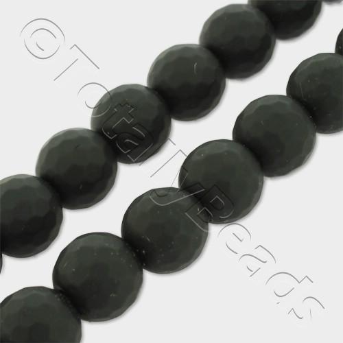 Synthetic Onyx Round Faceted Beads 10mm Matt 16" String