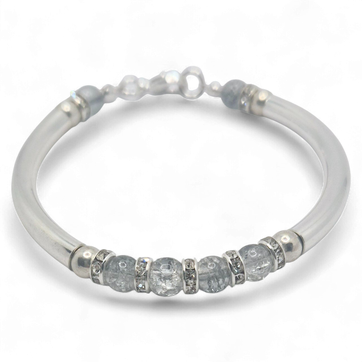 Lisa Curved Tube Bracelets   Silver Grey for jewellery making