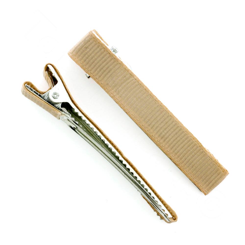 Hair Grip Fabric Covered - Beige 1pc