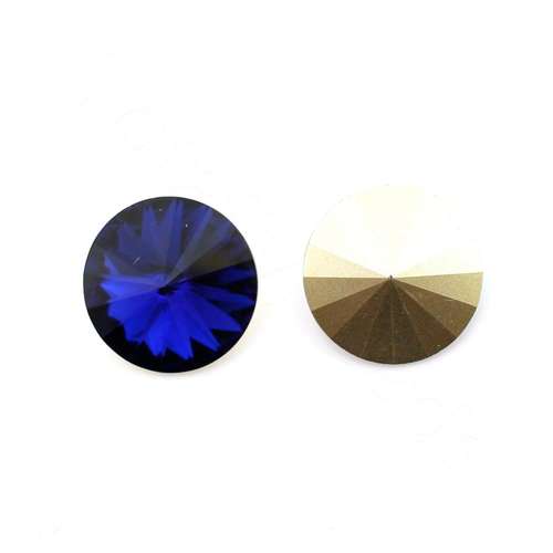18mm resin Rivoli stone navy blue — faceted round crystal-style cabochon ideal for jewelry making, settings, and crafts