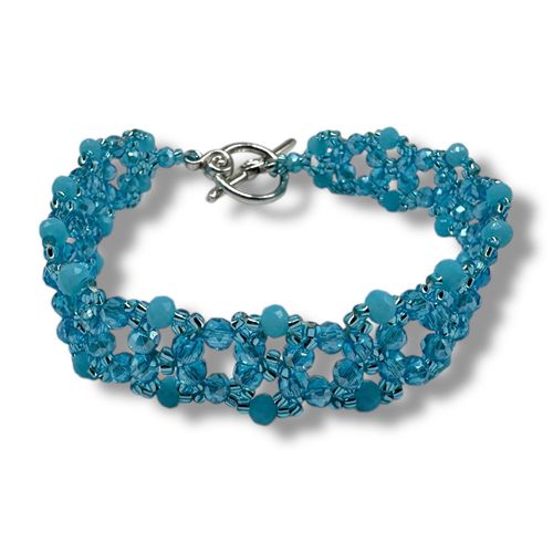 Crystal Daisy Flower Bracelets   Aqua 3x4mm for jewellery making