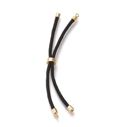 Adjustable Slider Cord Bracelet   Black with Gold 4mm for jewellery making