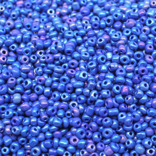 Seed Beads Opaque Rainbow Dark Blue   Size 6 100g 4mm for jewellery making