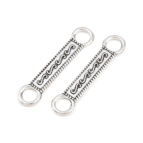 Antique Silver Connector Rectangle 33mm 10pcs for jewellery making