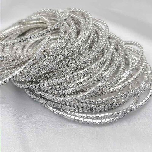Crystal Bangle   Silver with Crystal 55mm for jewellery making