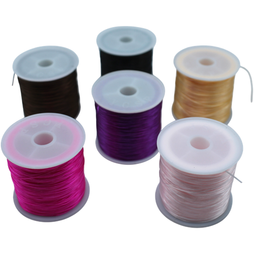 Elastic Flat Cord 0.5mm   Mixed Pack 5 Colours 300 Metres pack of 5 for jewellery making