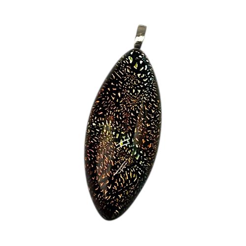 Dichroic Glass Pendant Eye 40mm   Amber Rainbow for jewellery making