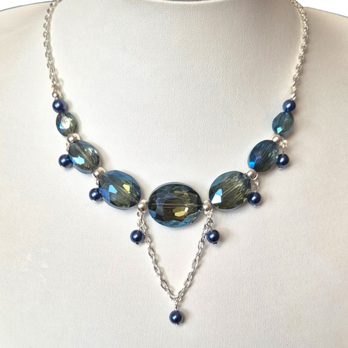 Alenna Crystal Necklace   Midnight Blue for jewellery making