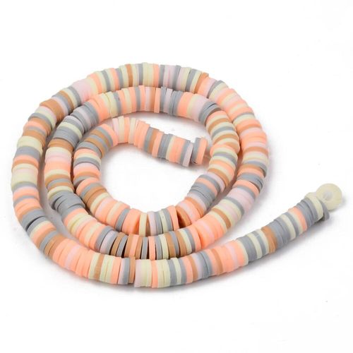 Fimo Heishi Disc Beads 6mm   Cream Grey 16" String for jewellery making