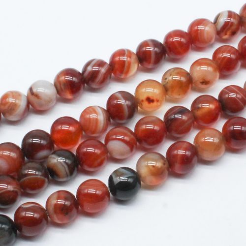 Banded Agate Round Beads   6mm Dark Orange 15" inch for jewellery making