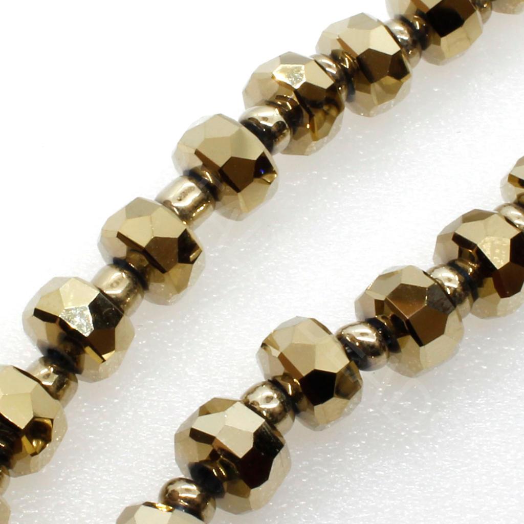Crystal Drum Beads 6x4mm 100pcs - Champagne Gold