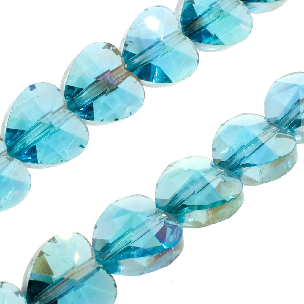 Crystal Heart Beads 10mm 25pcs - Aqua AB